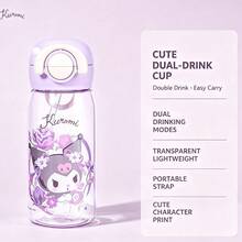 Miniso Sanrio Kuromi Dual-Drinking Water Cup, Flip Lid, Straw And Direct Drinking Dual Use, Portable Outdoor Water Cup (1pc) - Kuromi-1pc - View 4
