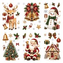 Miếng dán tĩnh điện trang trí kính cửa sổ ngày lễ hình người tuyết, chuông, ông già Noel, tuần lộc, họa tiết trang sức tinh xảo - Nhiều màu - Xem 8