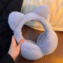 1pc Cute Cat Ear Faux Fur Foldable Earmuffs, Women's Windproof Warm Winter Ear Covers, Outdoor Cycling Daily Cold Weather Accessories - Multicolor - View 6