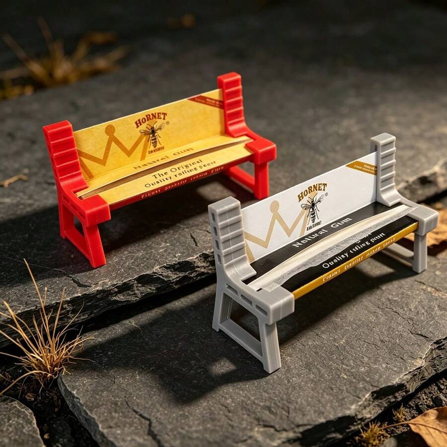 1PC Personalized 3D Printed Bench Smoking Accessory Set, Rolling Paper Holder With 3 Packs Of Papers, Desktop Display & Storage 2-In-1, Portable Foldable, Red/Grey Dual Color Options Creative Accessory - View 1