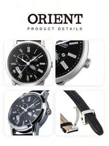 Orient Men's Automatic Dress Watch, Black Dial, Black Leather Strap, Dome Crystal, Transparent Bottom Sheet Back, RA-AK0010B10B - Silver - View 5