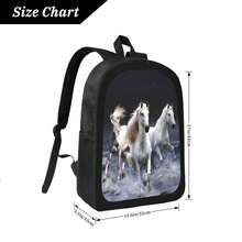Unisex Fashion Cool Three Running Horses Print Campus Backpack Student Rucksack Laptop Bag Large Capacity Business Travel Hiking Backpack Outdoor Travel Bag Multi-Compartment Versatile Casual Backpack For Students School Commuting Travel Essential - Black - View 11