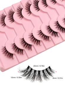 Asiteo 10 Pairs Cat Eye Natural Half Lash Extensions, Suitable For Daily And Date Makeup, Long Transparent Stem False Eyelashes - Black - View 4
