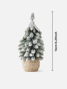 1pc Desktop Realistic Christmas Tree, Vintage Snowy Mini Pine Branch Tree With Burlap Base, Fireplace Mantel Holiday Decoration - Style 2 - View 7