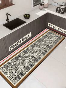 SANJIANGDI 1pc Retro Floral Tile Style Pattern Kitchen Mat, 3.5 Mm Soft Rubber That Absorbs Water And Is Easy To Clean. Suitable For Corridors, Bathrooms, Living Rooms, Outdoor Door Mats, And Toilets. Useable Throughout The Year And For Various Holidays. - Multicolor - View 19