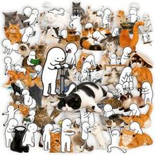 Human & Feline Meme Sticker Pack 50 Sheets, Transparent PET Cute Pet Graffiti Stickers For Item Personalization & Scrapbook - 50 PCS - View 3