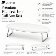 Oval Nail Armrest Table, PU Leather Nail Hand Pillow With Stainless Steel Support, Suitable For Salon Nail Art - White - View 2