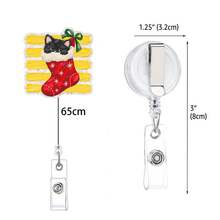 1pc Christmas Santa Claus Easy-Pull Square Striped Christmas Element Rotating Badge Clip - Multicolor - View 2