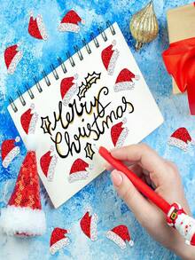 500pcs Self-Adhesive Laser Glossy Red Christmas Hat Doodle Stickers, DIY Decorative Stickers For New Year And Holiday Parties - Multicolor - View 11