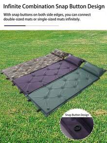 1pc 4-Color Optional Self-Inflating Sleeping Pad, Outdoor Camping Mat, Moisture-Proof Picnic Ground Mat, Inflatable Pad With Integrated Pillow, Storage Bag, Infinite Connectable Multi-Person Bed, ABS Dual-Way Air Valve, Fast Inflation, Lightweight And Portable, Suitable For Camping, Hiking, Travel And More - Multicolor - View 5