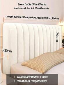 1pc Grey Minimalist Vertical Striped Headboard Cover, 360° Full Wrap Anti-Collision, Adjustable For Thin/Thick Headboards, Easy To Remove And Wash, Bedroom Decor - Dark Grey - View 7