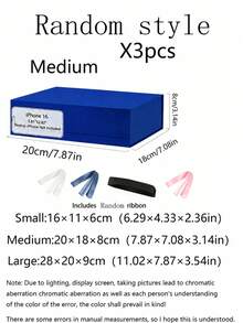 3Pcs Magnetic Gift Boxes With Ribbon, Luxury Reusable Gift Packaging Box For Christmas, Wedding, Birthday, Holiday Party Present Storage (Blue) - Blue - View 16