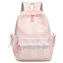 1pc Personalized Striped Lace Backpack, Large Capacity Lightweight Daily Use Bag, Customized Embroidered Name, Suitable For School, Commute And Travel, Perfect Gift - Multicolor - View 21