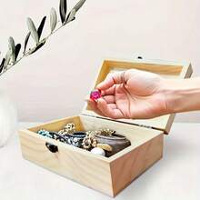 Handmade Art Set With Single Piece Painting Design And Paw Print Pattern, Featuring A Wooden Box With Lock And Flip Lid, Multi-Functional Storage Box Suitable For Small Items And Jewelry - Multicolor - View 3