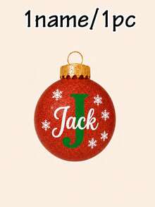 Custom Initial Christmas Ball Ornament, Personalized Holiday Tree Hanging Decor, Sparkly Red Green Bauble, Customized Name Family Keepsake Gift, Customizable Xmas Ornament For Home, Party & Gift Giving, Christmas Decorations, Merry Christmas, Family - Style D - View 16