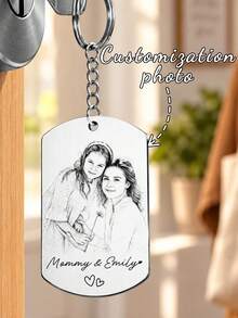 Custom Photo Pencil Sketch Family Dog Cat Portrait - Personalized Aluminum Keychain - Multicolor - View 3