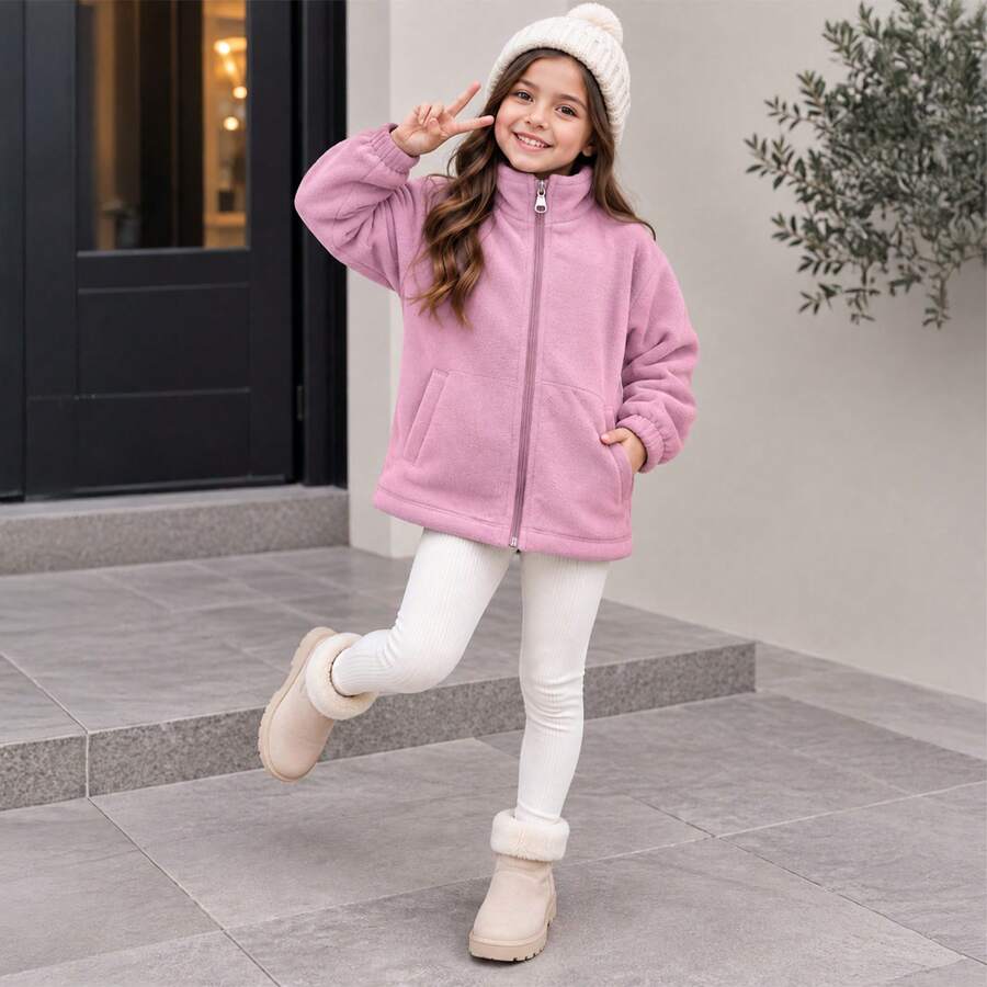 Sudadera Tipo Polar con Cierre | Niña | Suavidad y Calidez Todo el Día - Rosa - Ver 1