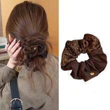 Vintage French Style Patchwork Leopard Print Scrunchie For Women, 2026 New Bun Hair Tie, Elegant Hair Rope Hair Accessory - Multicolor - View 5