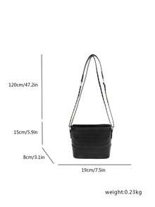 Women's Small Bucket Bag, Fashionable Chain Shoulder Bag, Street Style Versatile Crossbody Bag - Black - View 3