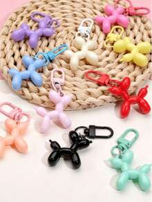 1/5pcs Candy Color Balloon Dog Keychain, Cute Dog Bag Charm, Fashion Key Pendant, Bright Color Balloon Dog Keychain, Creative Animal Keychain; Suitable As Gift For Couples Or Best Friends, Bag Accessory, Party Favor Or Keychain - Multicolor - View 3
