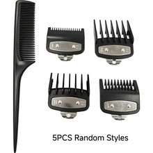 5/4/3/2/1pc Random Styles Adjustable Black Hair Clipper Comb Guard, Rat-Tail Comb, Suitable For Trimming Length, Professional Barber Home Salon Haircutting Accessories - Multicolor - View 13