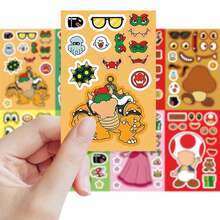 1set/8pcs Classic Character DIY Collage Sticker Set, Multiple Popular Cartoon Character Base Plates, Paired With Rich Facial Features, Accessories, Props, Scene Components, Free Collage Combination, Freely Match Facial Features And Decorations, Easily Create Diverse And Interesting Images. Innovative And Fun Gameplay, Fully Unleash Creativity. Can Be Used As Birthday Party Supplies Gift, New Year Gift, Halloween Gift, Christmas Gift, Easter Gift - Multicolor - View 5