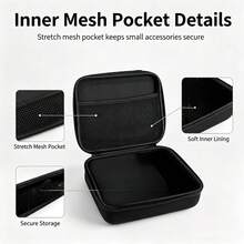 Tas Pelindung Power Bank EVA Keras dengan Tali Tangan, Tas Penyimpanan Aksesori Digital Tahan Guncangan dengan Resleting Ganda untuk Kabel Pengisi Daya, Charger, Headphone, - Hitam - View 6