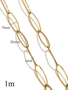 1m Stainless Steel 18K Gold-Plated Paperclip Chain-Geometric, Oval, Rectangular-Necklace And Bracelet DIY Jewelry Making Supplies For Everyday Wear - Chain - View 8