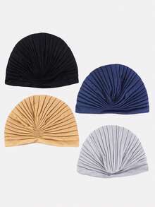 4PCS Women's Headscarf Hat Headwrap Hat Polyester Breathable Hat Suitable For Daily Use - Multicolor - View 6
