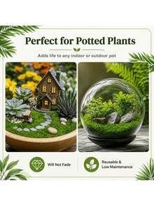 200g Large Artificial Moss Mat, Easy-To-Cut Plastic Moss For Landscape Decor, Enhanced Green Shade, Ideal For Large Areas / Artificial Foliage - Indoor & Outdoor Decoration, Perfect For Glass Vases, Planters, Landscaping And Aquarium Decor - 200g Moss - View 7