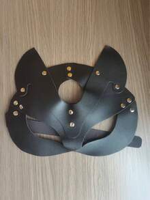 Unisex Leather Decor Mask Gothic Punk Style Holiday Party Accessory Cosplay Couple Fun Half Face Cat Mask Masquerade Ball Mask - Mask - View 12