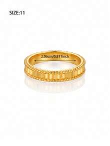 3Pcs 21K Gold Plated Stackable Band Ring Set, Rust-Resistant Gold Alternative Vertically Ribbed Beaded Edge Metal Solid Ring Fine Jewellery - 01 - View 9