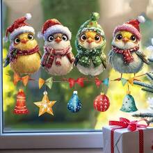 1/2 Sheets Christmas Window Stickers, Cute Santa Hat Birds Snowflakes Window Decals, Self-Adhesive Wall Stickers For Kids Room Home Xmas Party Decor - Multicolor - View 7