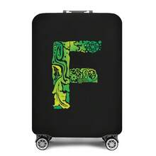 Vibrant Artistic Letter Print Elastic Luggage Cover, Dustproof & Scratch-Resistant Suitcase Protective Sleeve, Fits 18-32 Inch Travel Rolling Luggage - Black - View 101
