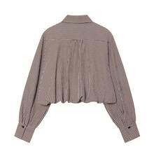 Women's Fashion Plaid Shirt 2026 Spring New College Style Lapel Long Sleeve Blouses Single Breasted Chic Ladies Tops - Rust Brown - View 8