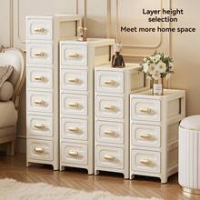 Plastic Multi-Layer Foldable Storage Cabinet, Suitable For Hallway, Entryway Organizer Cabinet With Shelves, Space-Saving Stackable Drawer Unit, Suitable For Living Room, Practical Home Storage Cabinet, Foldable Plastic Storage Cabinet With Doors, Freestanding Pantry Cabinet - Multicolor - View 2
