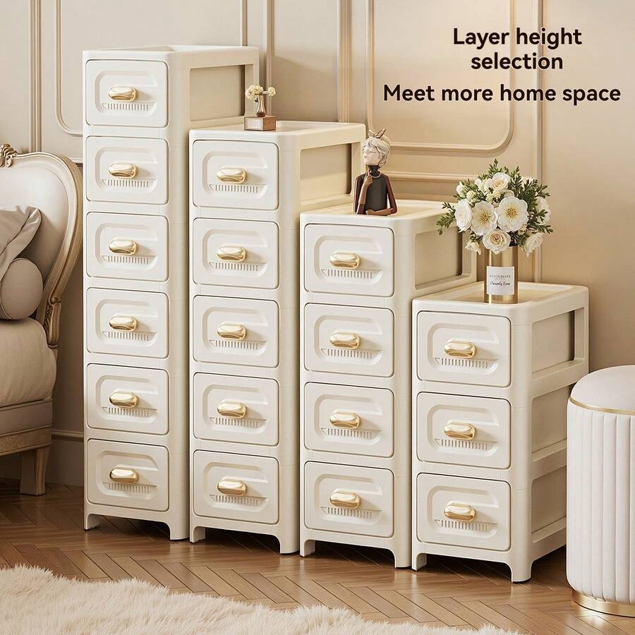 Plastic Multi-Layer Foldable Storage Cabinet, Suitable For Hallway, Entryway Organizer Cabinet With Shelves, Space-Saving Stackable Drawer Unit, Suitable For Living Room, Practical Home Storage Cabinet, Foldable Plastic Storage Cabinet With Doors, Freestanding Pantry Cabinet