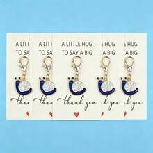 5pcs Cute Snail Enamel Charm Keychain, A Little Hug To Say Thank You Greeting Card, Lobster Clasp Bag Pendant Gift - Multicolor - View 1