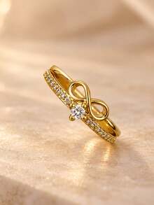 5pcs Women European & American Luxury Stackable Ring Set, Gift For Girlfriend, Family And Friends On Halloween/Christmas/New Year - Gold - View 6
