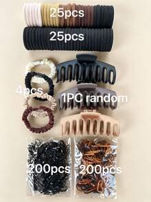 457pcs Women's Hair Accessories Set, Includes Claw Clips, Hair Ties, High Elasticity Hair Bands And Headbands, Multiple Neutral Hair Clips, Suitable For Daily Wear - Multicolor - View 13