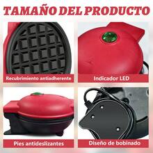 Mini Máquina Para Hacer Gofres, Máquina Para Waffles De 4 Pulgadas Con Diseño Compacto, Fácil De Limpiar, Superficie Antiadherente, Perfecta Para Desayuno, Postre - Tipo de Enchufe A USA (110-127V) - Ver 4