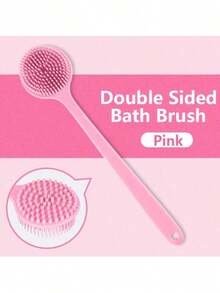 1pc Silicone Long Handle Bath Brush - Deep Exfoliating Back Brush And Massage Sponge, 6 Colors Gentle And Soft, Suitable For Men And Women, For Shower Or Bath, Multi-Functional Bathroom Tool | Durable Silicone Brush - Multicolor - View 6