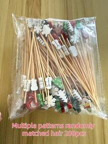 1/10/20/50/100/200pcs Assorted Christmas Element Pattern Fruit Picks, Including Snowflake, Reindeer, Christmas Tree, Santa Claus, Snowman, Cocktail Picks, Fruit Forks, Disposable Fruit Picks, Christmas Tree Decoration, Appetizer Toothpicks, Suitable For Cocktail Party, Birthday Party, Wedding, Christmas Decoration, Christmas (Assorted Patterns Randomly Matched And Shipped) - Multicolor - View 14