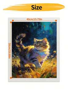 DIY Glowing Cat In Meadow (Frameless Or Framed 8x12 / 16x20 Inches) Paint By Numbers Kit (Acrylic) Arts & Crafts For Adult Beginners, Home Wall Decor, And Holiday Gifts For Animal Lovers And Painting Enthusiasts - Sets - View 8
