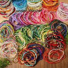 30pcs Bohemian Random Color Elastic String Handmade Beaded Seed Bead Colorful Seed Bead Bracelet Multi-Layer Stackable Combination Set - 30pcs Assorted Colors - View 7