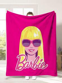 MASSDI Vibrant Fuchsia Fleece Throw Blanket, Fashion Figure With Rhinestone Fashion Glasses Design, HD Vivid Printing, Lightweight Warm Texture, Suitable For Indoor Rest, Dorm Use And Home Aesthetic Decor - Multicolor - View 8