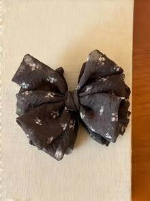 1pc Textured Floral Bow Banana Clip Minimalist Versatile High Ponytail Hair Clip Back Of Head Hair Clip Hair Accessory For Women - Multicolor - View 6