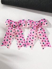 2pcs/12pcs Girls Halloween Multi-Color Printed Long Ribbon Bow Hair Clips Set, Cartoon Pumpkin Ghost Spider Pattern Hair Clips For Kids, Holiday Party Cosplay Costume Satin Ribbon Hair Accessories - Multicolor - View 18