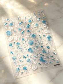 1 Set Stickers, Journaling Supplies, Ocean Themed, Shell Light Effect, Transparent Decorative Stickers, Free Tweezers Included, For Scrapbooking, Album Decor, Art Craft Embellishment - RQ1139 - View 7