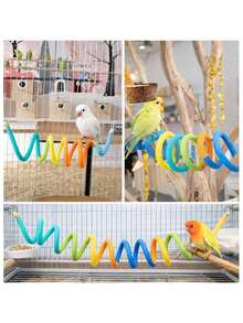 Spring Stretch Bird Swing, Bright Colors, Extra Long Spiral Parrot Swing Toy, Stretchable Up To 118.11 Inches, Can Be Hung Inside Or Outside Bird Cage, Easy To Install, Can Be Hung Vertically, Diagonally, Or Horizontally - View 4